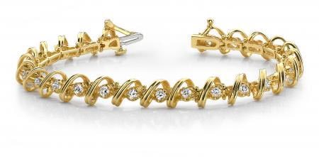 14KT YELLOW GOLD 1 CTW G-H VS2/SI1 DIAMOND TWIST TENNIS BRACELET (1 of 1)
