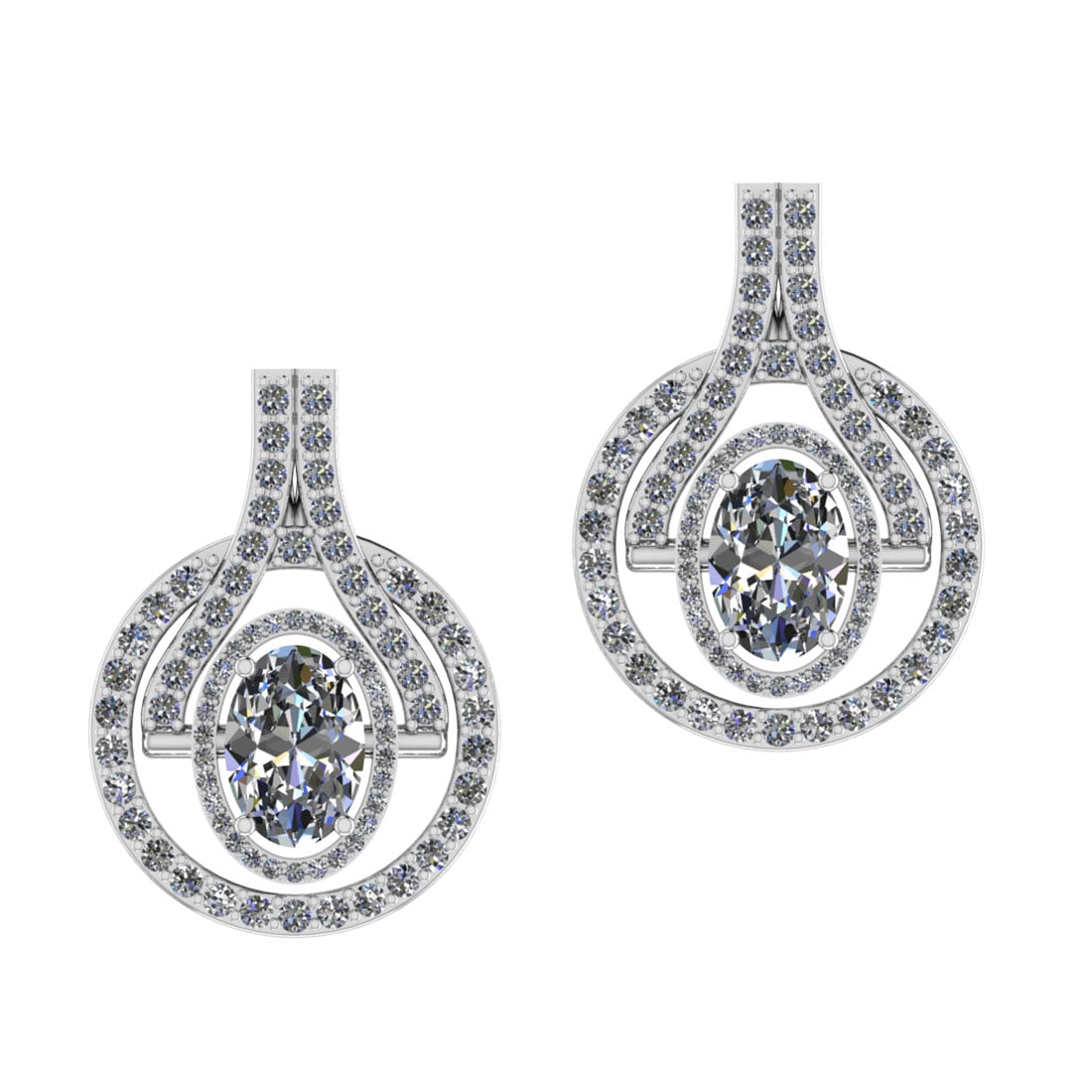 3.07 Ctw SI2/I1 Diamond 14K Yellow Gold Earrings: Center Diamond Weight : 1.40 Ctw (Oval Cut) Center Diamond Color : J-K Center Stone Setting : Prong Center Stone Clarity : SI2/I1 Side Stone Weight Of Ctw 1.67 Ctw Side Stone Color : J-K Stone Clarity