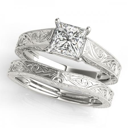 CERTIFIED 18KT WHITE GOLD 1.00 CTW J-K/VS-SI1 DIAMOND SOLITAIRE BRIDAL SET (1 of 1)