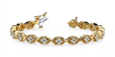 14KT YELLOW GOLD 2 CTW G-H VS2/SI1 X PATTERN DIAMOND BRACELET (1 of 1)