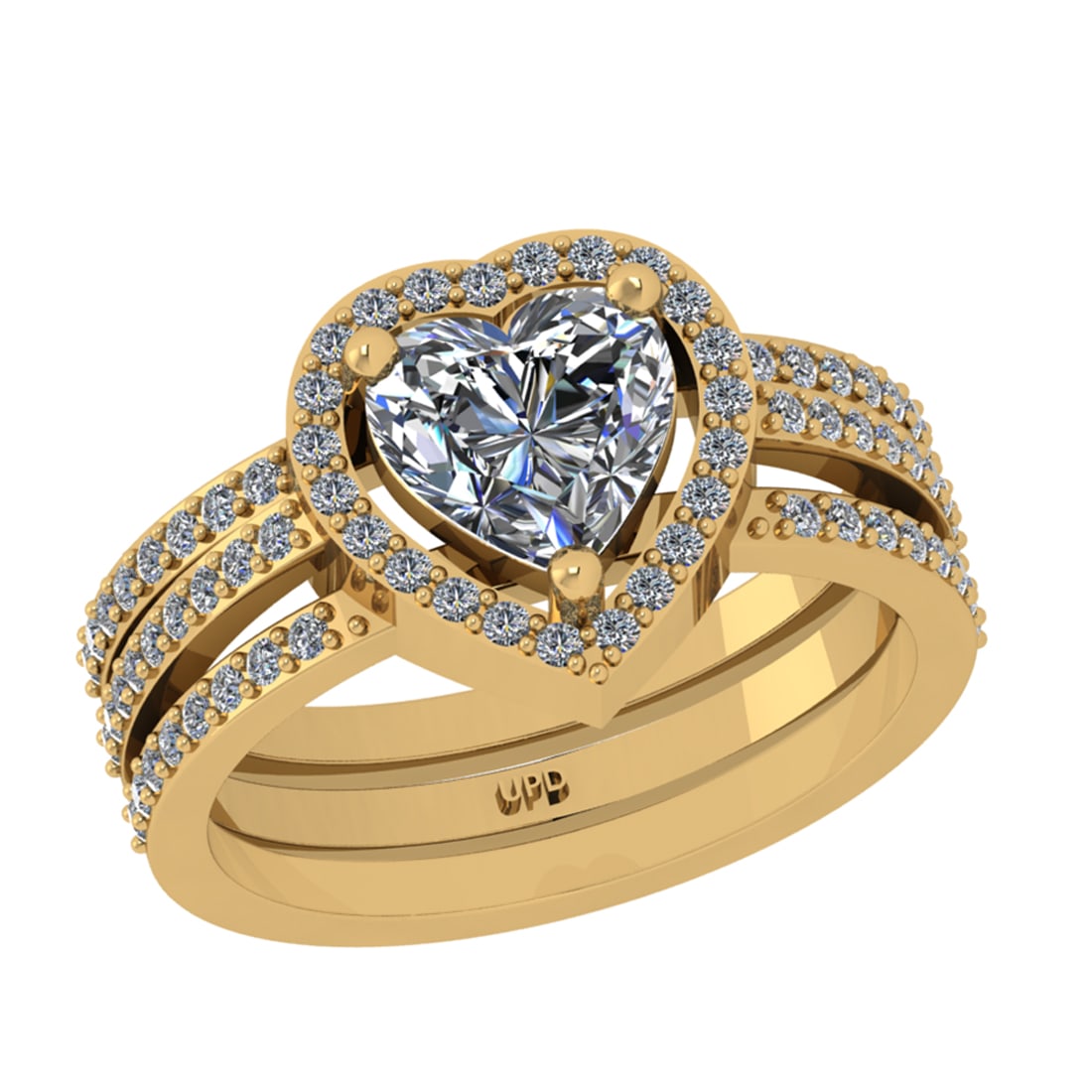 0.67 Ctw Diamond 14K Yellow Gold Engagement Ring: Center Diamond Weight : 0.30 Ctw ( Heart Cut) Color :- I Clarity : SI2/I1 Center Stone Setting : Prong Side Diamond Weight Of Ctw 0.37 Ctw Color : J-K Clarity : SI2/I1 Stone Setting : Prong Metal Weig