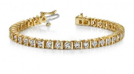 14K YELLOW GOLD 3 CTW G-H SI2/SI3 CLASSIC DIAMOND LINK PRONG SET TENNIS BRA (1 of 1)