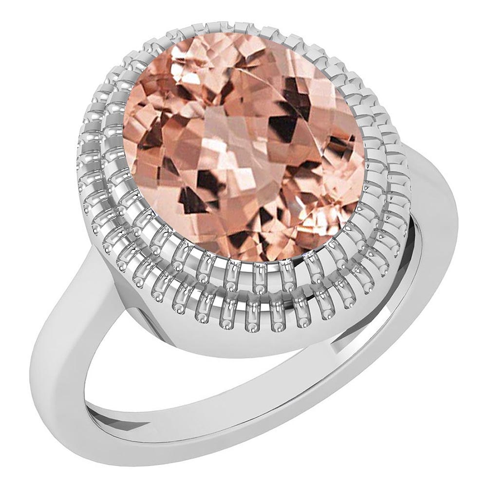 Certified 5.05 Ctw Morganite 14K White Gold Solitaire Ring: Stone Weight Approx ; 5.05 Ctw( 1 Pcs Oval) Center Stone Color: Morganite Center Stone Setting ; Prong Metal Weight : Approx 5.50 Gram Gold 14K White Gold Solitaire Ring #PAPPS21691v6