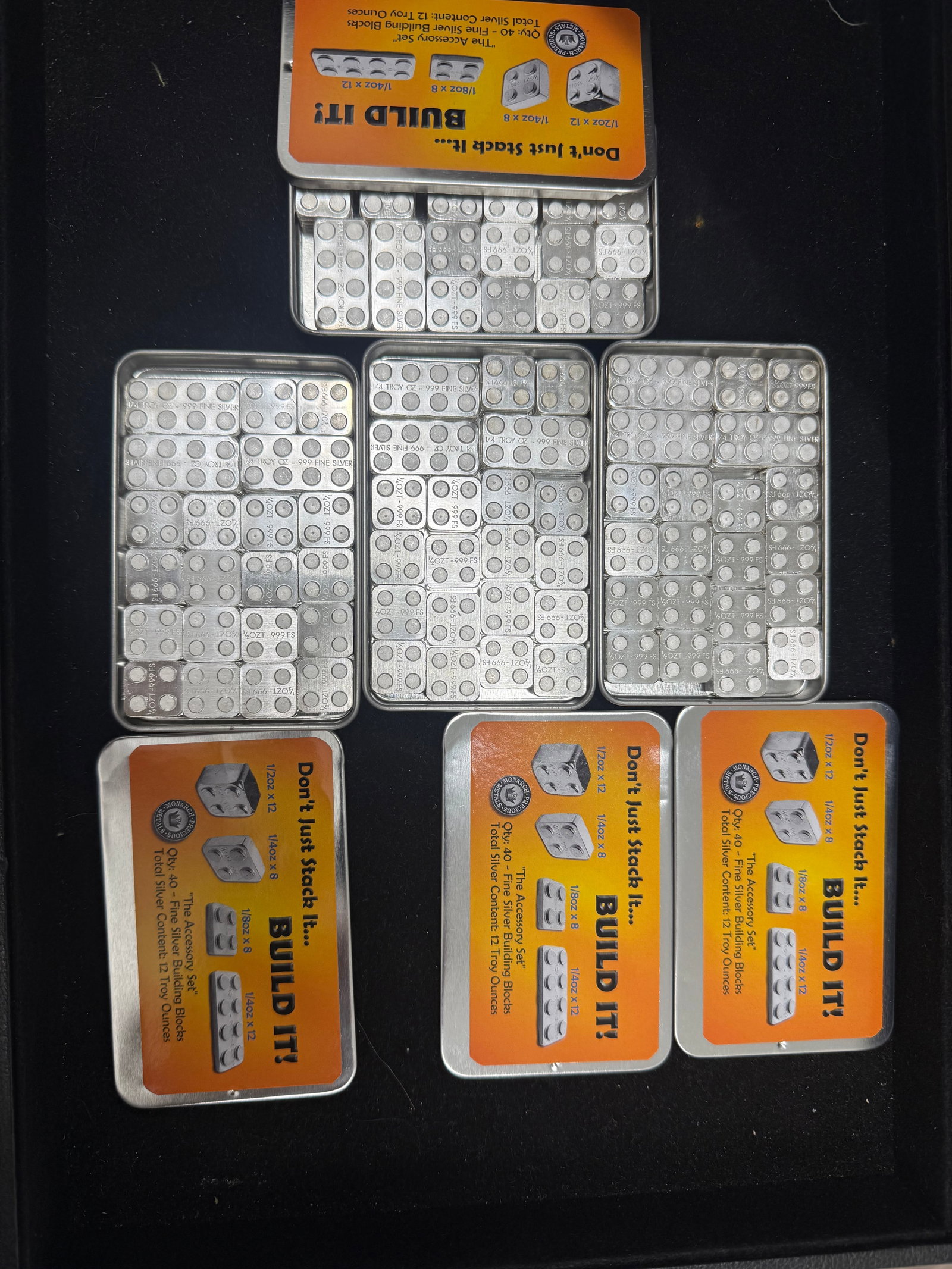 Lot of 12 ounce Collectible Building Block Set 40 pcs Pure Silver .999 4 pi: Lot of 12 ounce Collectible Building Block Set 40 pcs Pure Silver .999 4 pieces #PAPPS98345v15