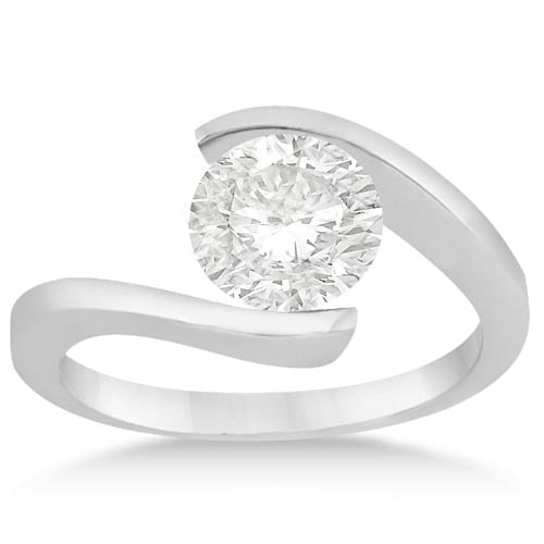 Tension Set Swirl Solitaire Engagement Ring 1.00 CTW 14k White Gold: CENTER STONE; DIAMOND CENTER STONE CLARITY; SI2 CENTER STONE COLOR; H CENTER STONE SETTING #PAPPS20605v3