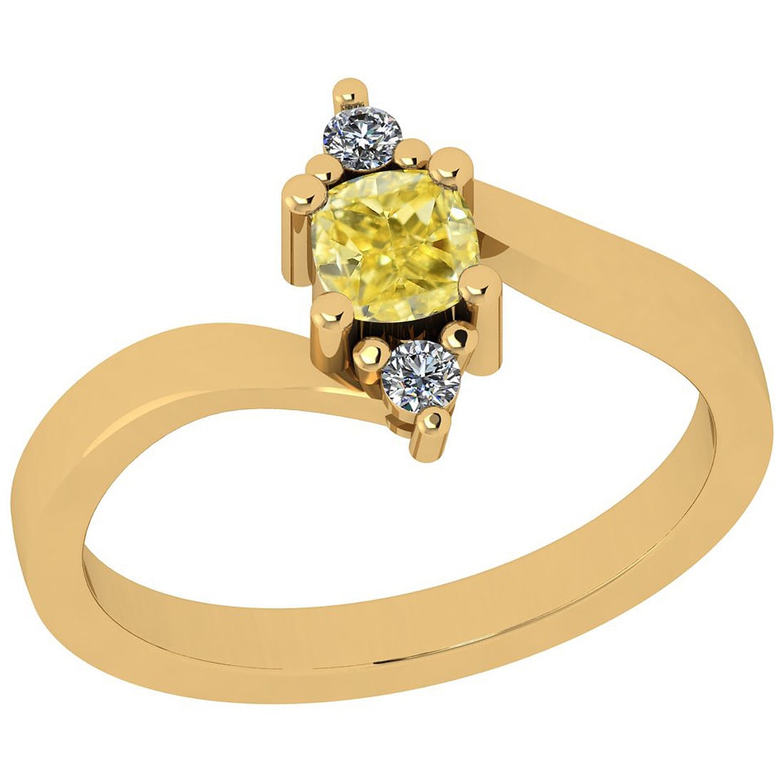 Certified 0.57 Ct GIA Certified Natural Fancy Yellow Diamond And White Diam: Center Stone Approx Weight: 0.51 Ctw (1psc Cushion Cut) GIA Certified Center Stone Color: Natural Fancy Yellow Diamond Center Stone Clarity: I1/I1 Stone Setting: Prong Side Stone Approx Weight: 0.06 c