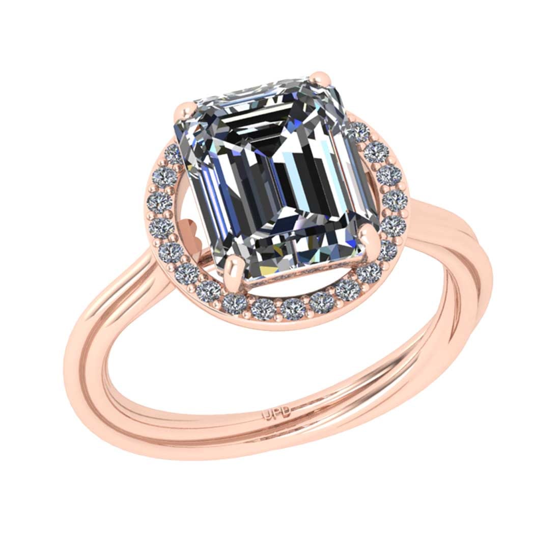 2.70 Ctw SI2/I1 Diamond 14K Rose Gold Engagement Halo Ring: Center Diamond Weight : 2.50 Ctw (Emerald Cut GIA ) Center Color :-J-K Center Stone Clarity :- SI2/I1 Center Stone Setting : Prong Side Stone Weight Of Ctw 0.20 Ctw Side Stone Color : J-K Stone Clarit