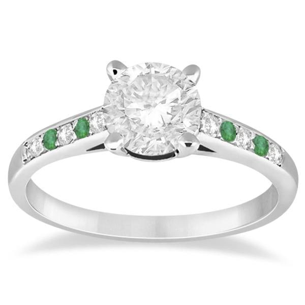 Cathedral Emerald and Diamond Engagement Ring 14k White Gold 1.20ctw: CENTER STONE; DIAMOND 1.00 CTW CENTER STONE CLARITY; SI1-SI2 CENTER STONE COLOR; J-K CENTER STONE SETTING; SIDE STONE CLARITY; Eye Clean,SI1-SI2 SIDE STONE COLOR; Green,J-K SIDE STONE SETTING; Pave,Pa