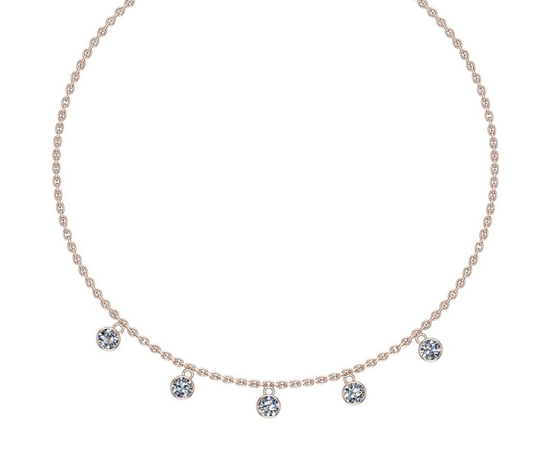 0.75 Ctw SI2/I1 Diamond 14K Rose Gold Station Necklace: Center Diamond Weight : 0.75 Ctw (Round Cut) Center Diamond Color :- J-K Center Clarity : SI2/I1 Stone Setting : Metal Weight : Approx 3.50 Gram 14K Rose Gold Station Necklace Size-17 Inch SJT02-3.5-5