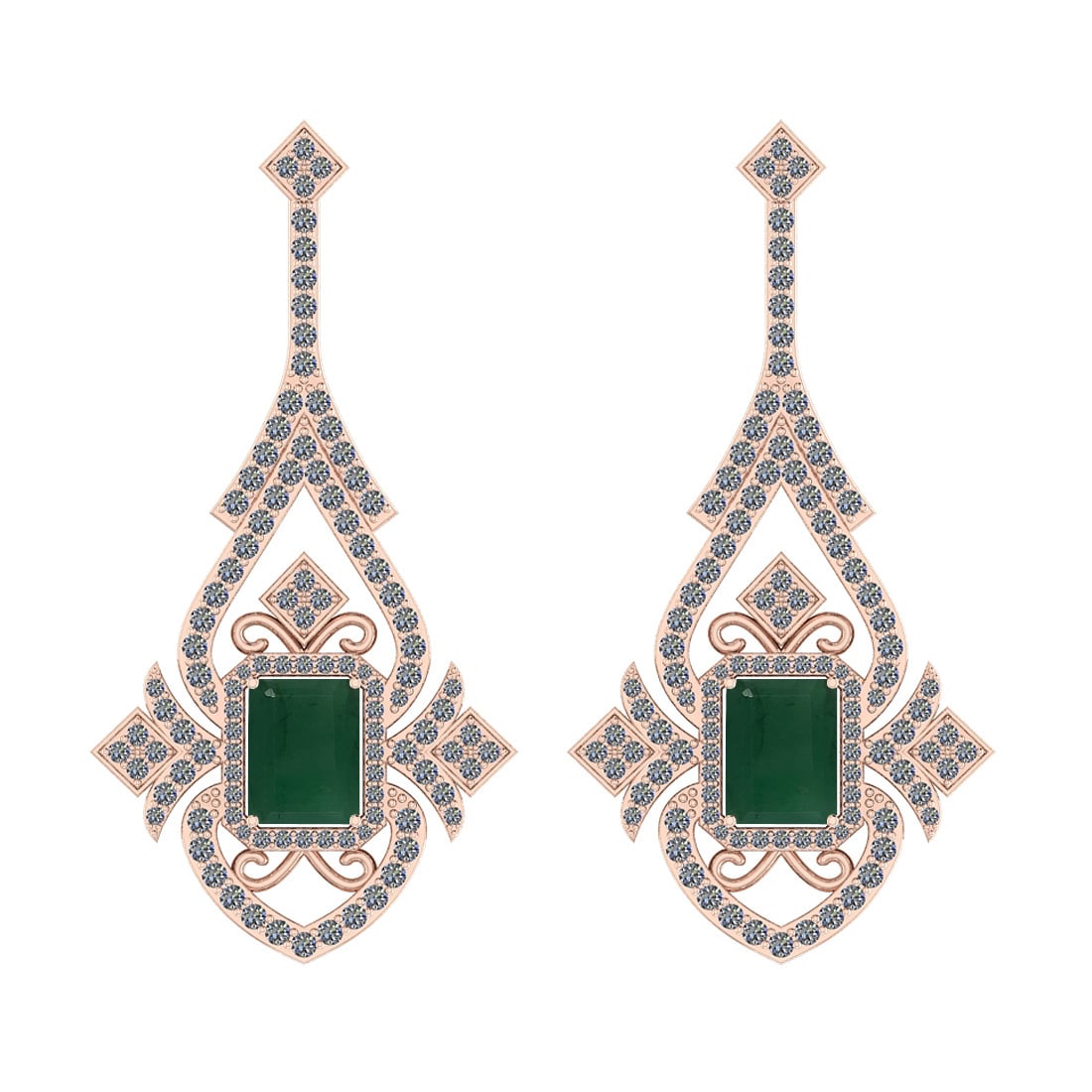 Certified 5.23 Ctw SI2/I1 Emerald And Diamond 14K Rose Gold Vintage Style E: Center Stone Weight : 3.28 Ctw ( Emerald Octo Cut) Center Stone Color :-Emerald Center Stone Setting : Prong Side Stone Weight Of Ctw 1.95 Ctw Side Stone Color : J-K Stone Clarity : SI2/I1 Stone Setti