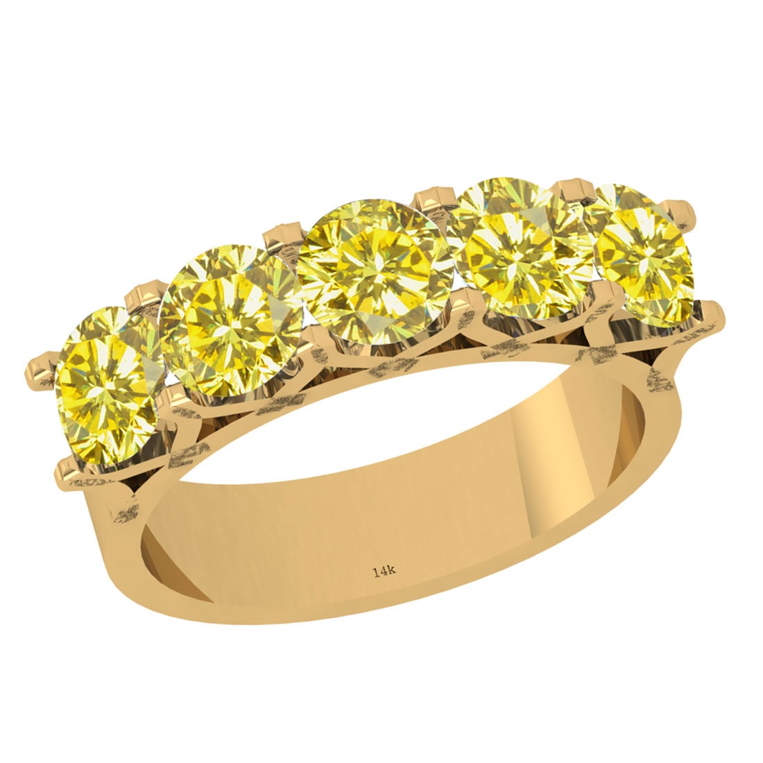 2.50 Ctw I2/I3 Treated Fancy Yellow Diamond Style Prong Set 14K Yellow Gold: Center Stone Weight : 2.50 Ctw (Round Cut ) Center Stone Color : Treated Fancy Yellow Diamond Center Stone Clarity : I2/I3 Center Stone Setting : Prong Metal Weight : Approx 4.00 Gram 14K Yellow Gold
