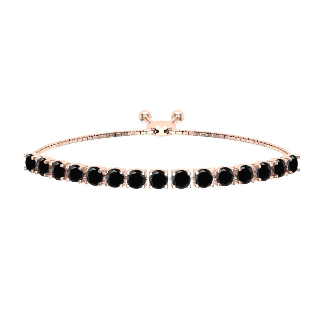 1.04 Ctw i2/i3 Treated Fancy Black Diamond 14K Rose Gold Slide Bracelet: Center Diamond Weight : 1.04 Ctw (Round Cut) Center Diamond Color :- Treated Fancy Black Diamond Center Clarity : I2/I3 Stone Setting : Prong Metal Weight : Approx 5.60 Gram 14K Rose Gold Slide Bracel