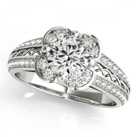 CERTIFIED PLATINUM .88 CTW J-K/VS-SI1 DIAMOND HALO ENGAGEMENT RING (1 of 1)