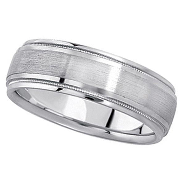 Carved Wedding Band in platinum For Men 7mm (1 of 1)