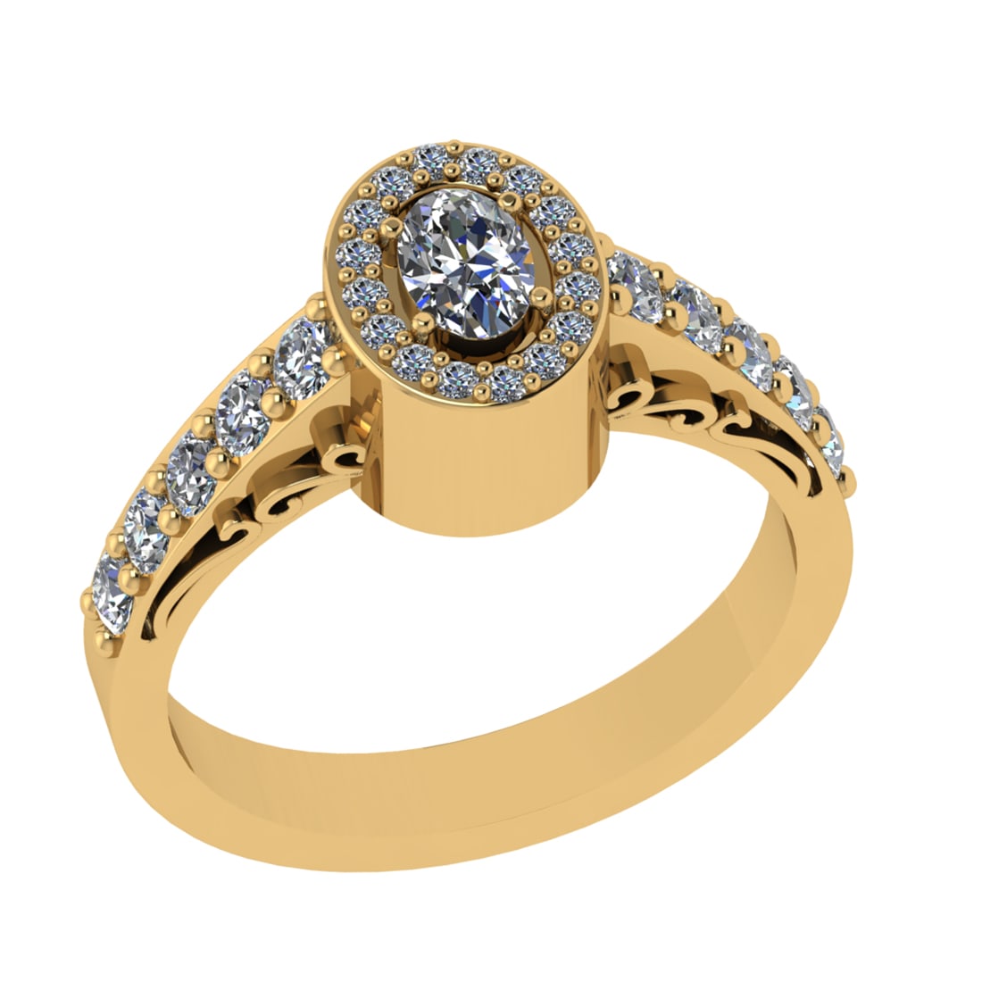 1.02 Ctw SI2/I1 Diamond 14K Yellow Gold Engagement Ring: Center Diamond Weight : 0.38 Ctw ( Oval Cut) Color :- J-K Clarity : SI2/I1 Center Stone Setting : Prong Side Diamond Weight Of Ctw 0.64 Ctw Color : J-K Clarity : SI2/I1 Stone Setting : Prong Metal Wei