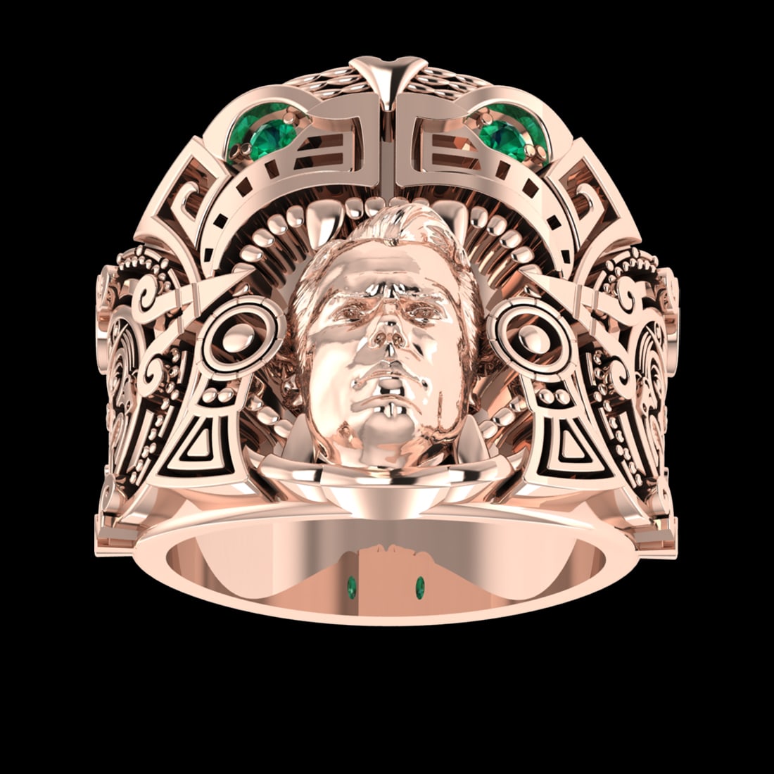 0.10 Ctw Emerald 18k Rose Gold Buy High Quality Modern Unique Men s Ring: Total Stone Weight : 0.10 Ctw (Round cut) Stone Color :- Emerald Stone Setting : Prong Metal Weight : Approx 24.90 Gram 18k Rose Gold Buy High Quality Modern Unique Men s Ring Current Ring Size-8 #PAP