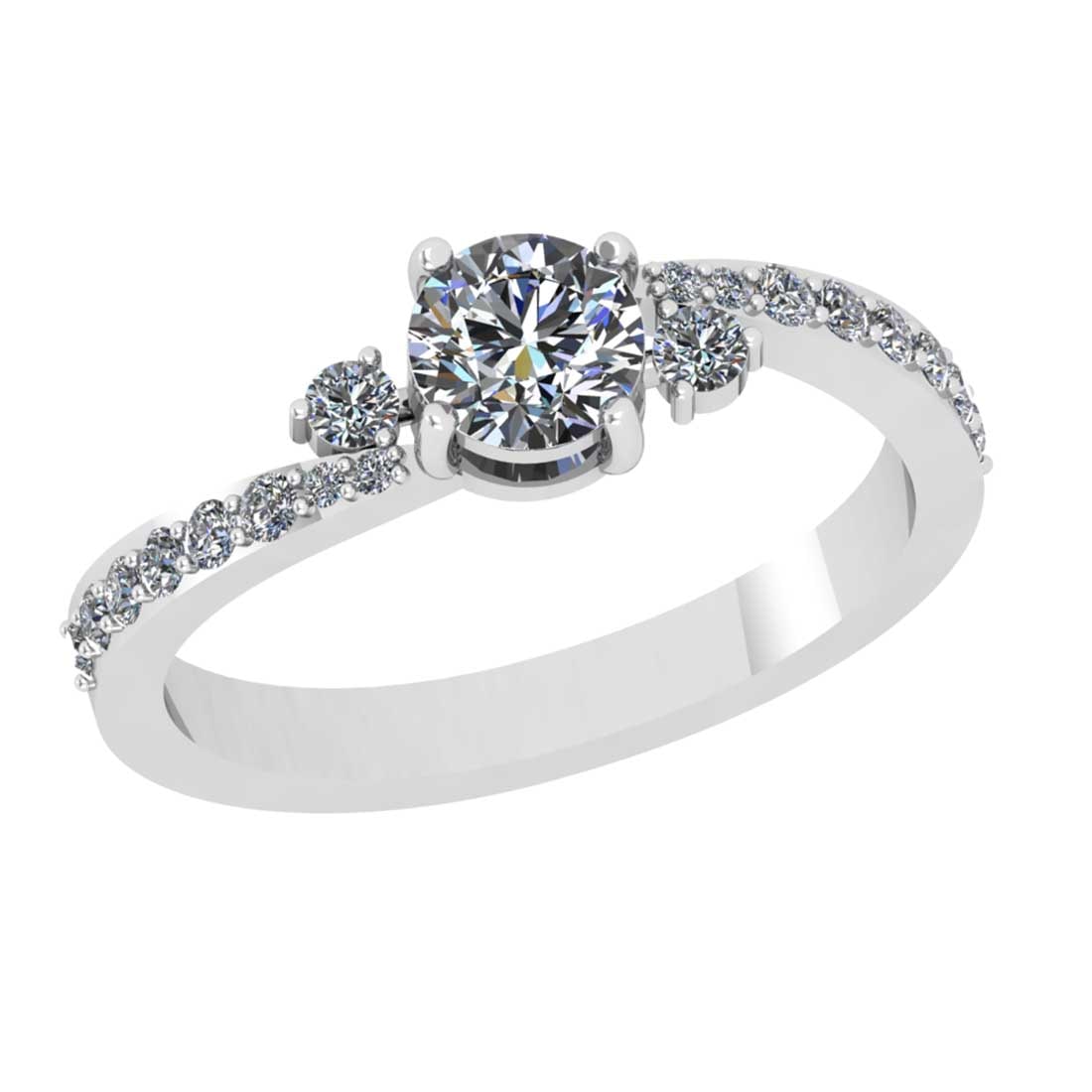 0.80 Ctw SI2/I1 Diamond 14K White Gold Engagement/Wedding Ring: Center Diamond Weight : 0.50 Ctw (Round Cut) Center Diamond Color : J-K Center Stone Setting : Prong Center Stone Clarity : SI2/I1 Side Stone Weight Of Ctw 0.30 Ctw Side Stone Color : J-K Stone Clarit