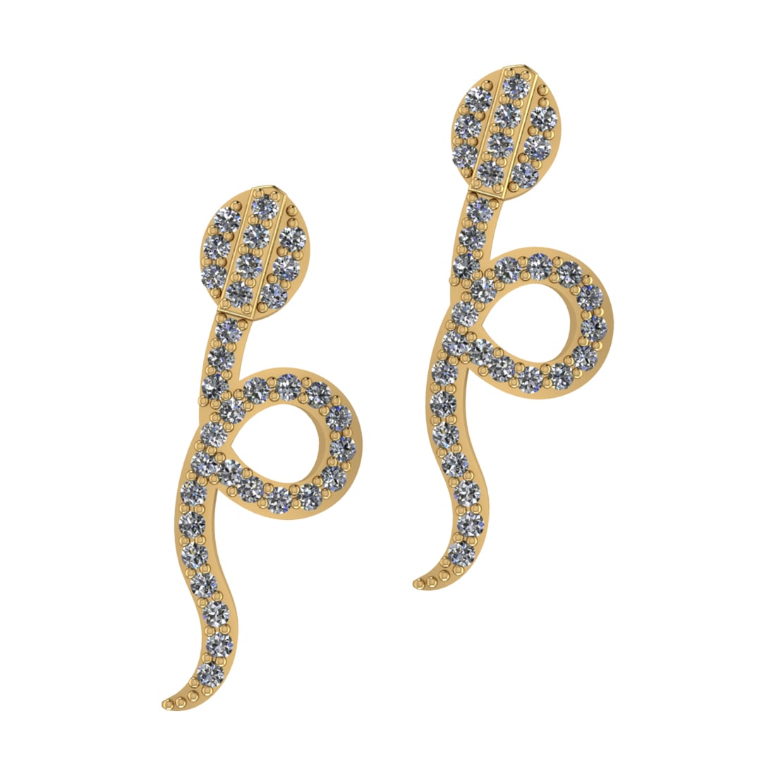 0.39 Ctw SI2/I1 Diamond 10k Yellow Gold Snake Earrings (1 of 1)