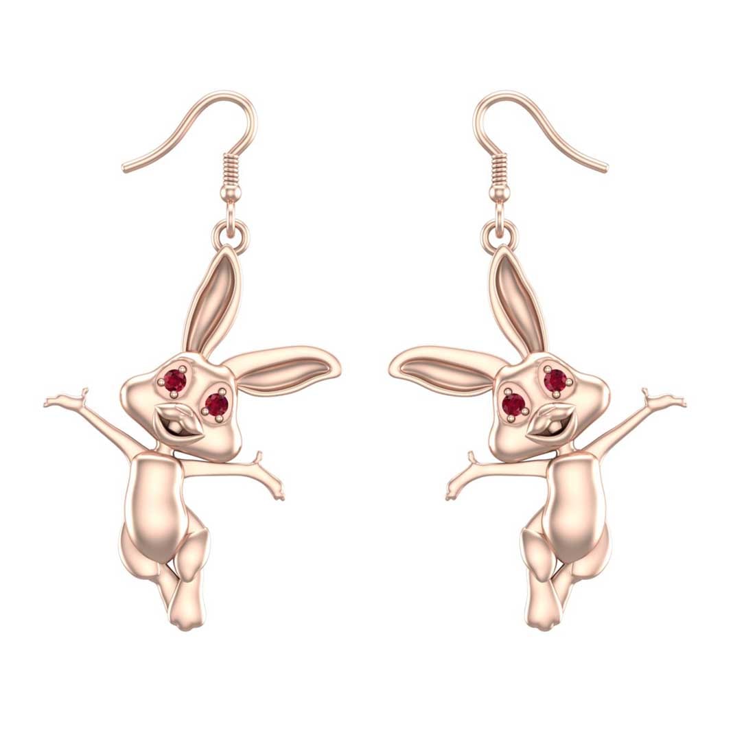 0.26 Ctw Ruby 14K Rose Gold Bunny Wire Hook Earrings (1 of 1)