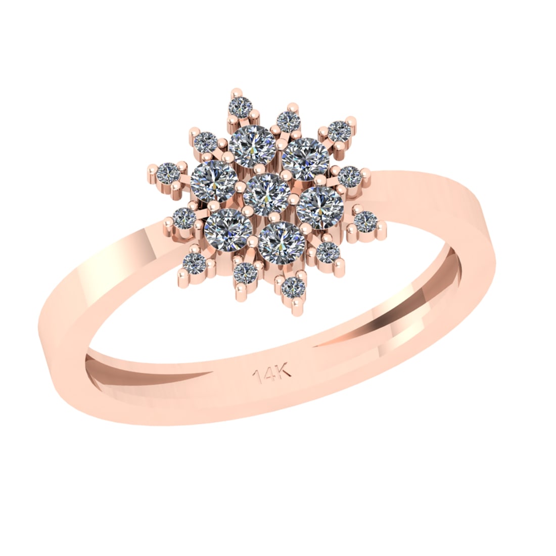 0.30 Ctw SI2/I1 Diamond 14K Rose Gold Cluster Ring (1 of 2)