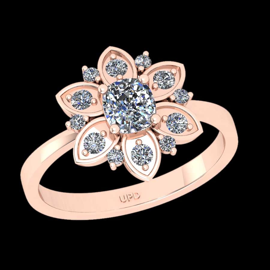 0.79 Ctw SI2/I1 Diamond 18K Rose Gold Engagement Ring: Center Diamond Weight : 0.50 Ctw (Cushion Cut) Center Diamond Color :-J-K Setting : Prong Side Weight Of Ctw 0.29 Ctw Color : J-K Clarity : SI2/I1 Stone Setting : Prong Metal Weight : Approx 2.90 gram