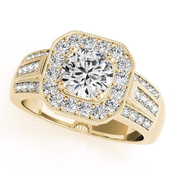 CERTIFIED 18K YELLOW GOLD 1.20 CTW J-K/VS-SI1 DIAMOND HALO ENGAGEMENT RING (1 of 1)