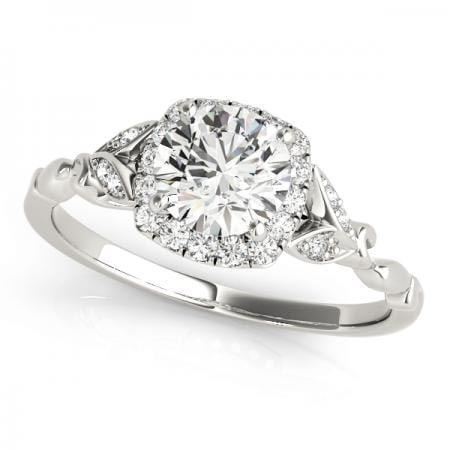 CERTIFIED 14KT WHITE GOLD 0.87 CTW J-K/VS-SI1 DIAMOND HALO ENGAGEMENT RING (1 of 1)