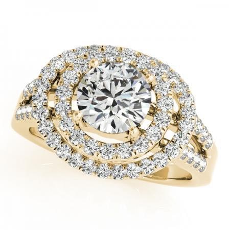 CERTIFIED 18K YELLOW GOLD 1.55 CTW J-K/VS-SI1 DIAMOND HALO ENGAGEMENT RING (1 of 1)