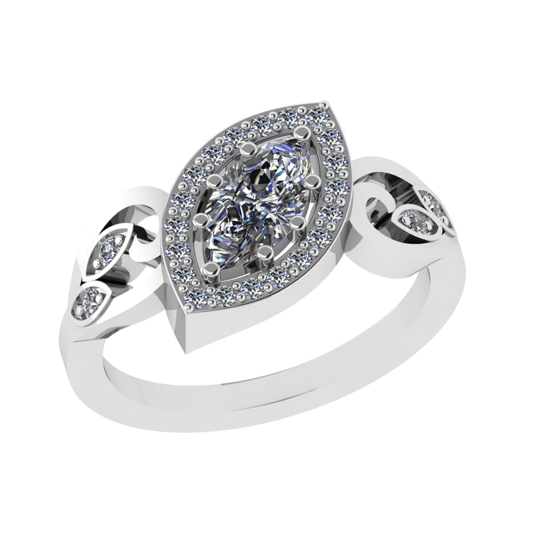 0.74 Ctw SI2/I1Diamond 14K White Gold Pendant Necklace: Center Diamond Weight : 0.50 Ctw (Marquise Cut) Center Diamond Color :- J-K Center Setting : Prong Center Clarity : SI2/I1 Side Stone Weight Of Ctw 0.24 Ctw Side Stone Color : J-K Stone Clarity : SI2/