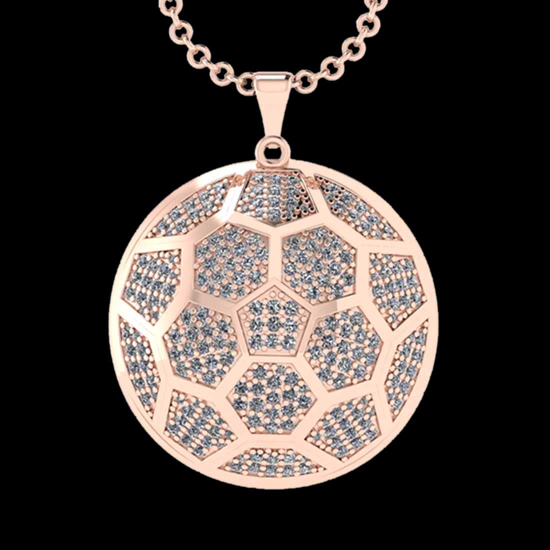3.92 Ctw SI2/I1 Diamond 18K Rose Gold Soccer Ball F?tbol Sports Textured Pe: Total Diamond Weight : 3.92 Ctw (Round cut) Center Diamond Color :- G-H Center Clarity : SI2/I1 Stone Setting : Prong Metal Weight : Approx 9.80 Gram 18K Rose Gold Soccer Ball F?tbol Sports Textured P