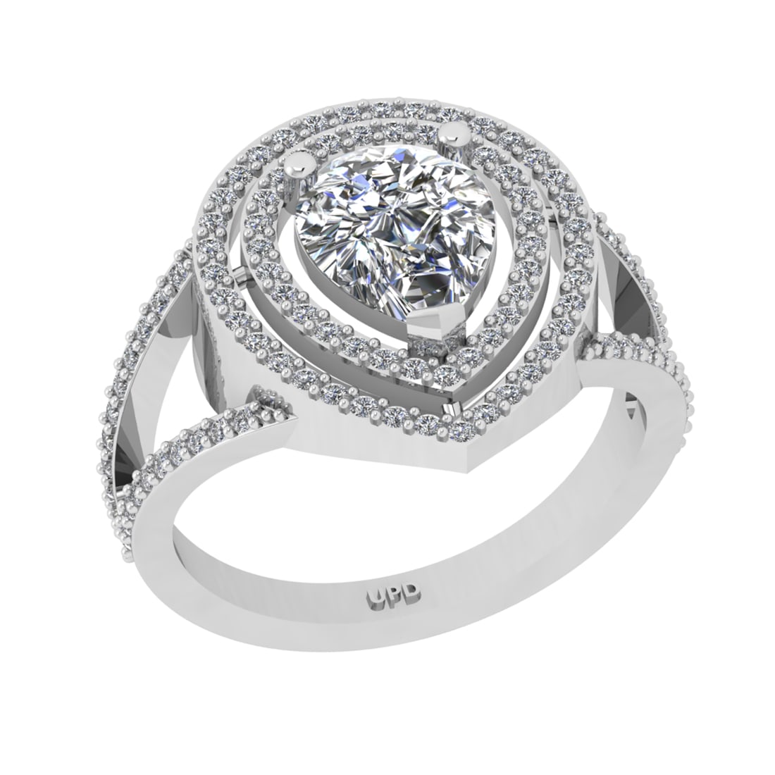 2.53 Ctw VS/SI1 Diamond Prong Set 18K White Gold Engagement Ring: Center Diamond Weight : 2.00 Ctw (Pear Cut) Color : J-K Clarity : VS/SI1 Setting : Prong Side Weight Of Ctw 0.53 Ctw Color : J-K Clarity : VS/SI1 Stone Setting : Prong Metal Weight : Approx 4.60 gram