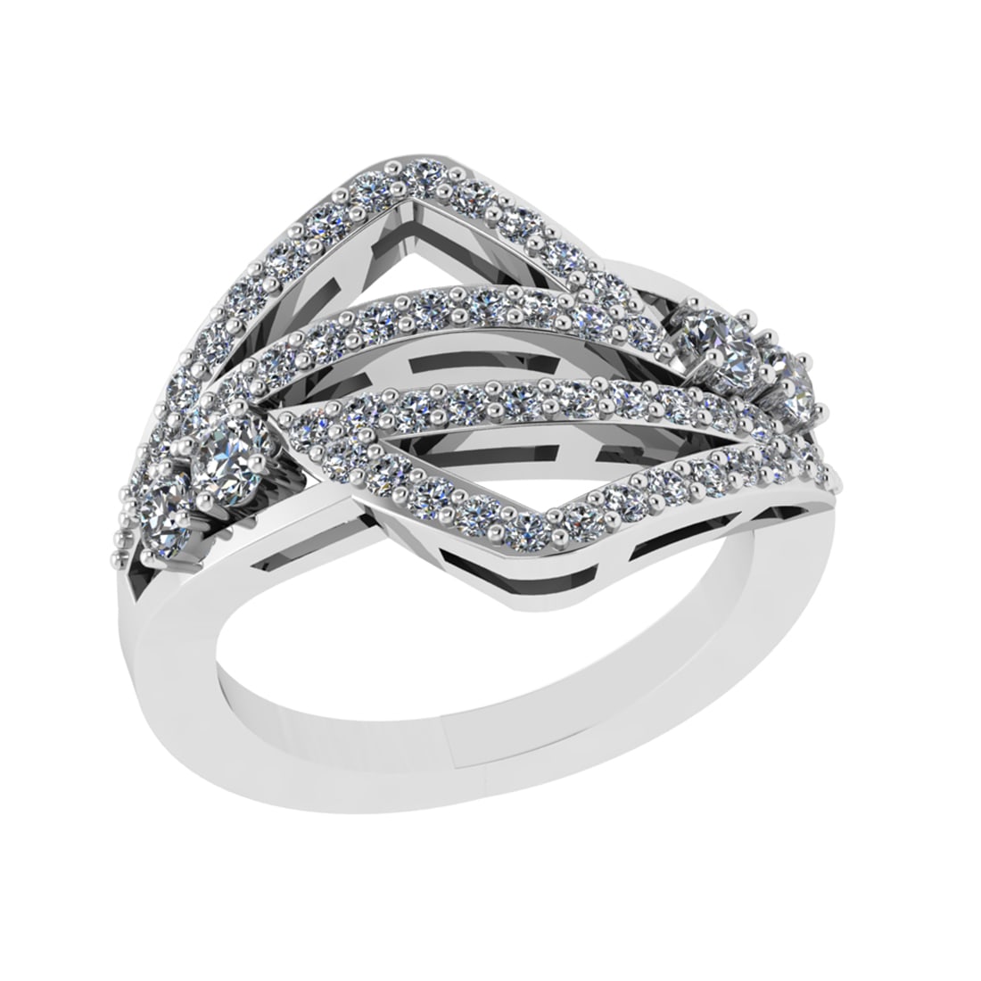 0.99 Ctw SI2/I1 Diamond Style Prong Set 14K White Gold Cluster Engagement R (1 of 2)