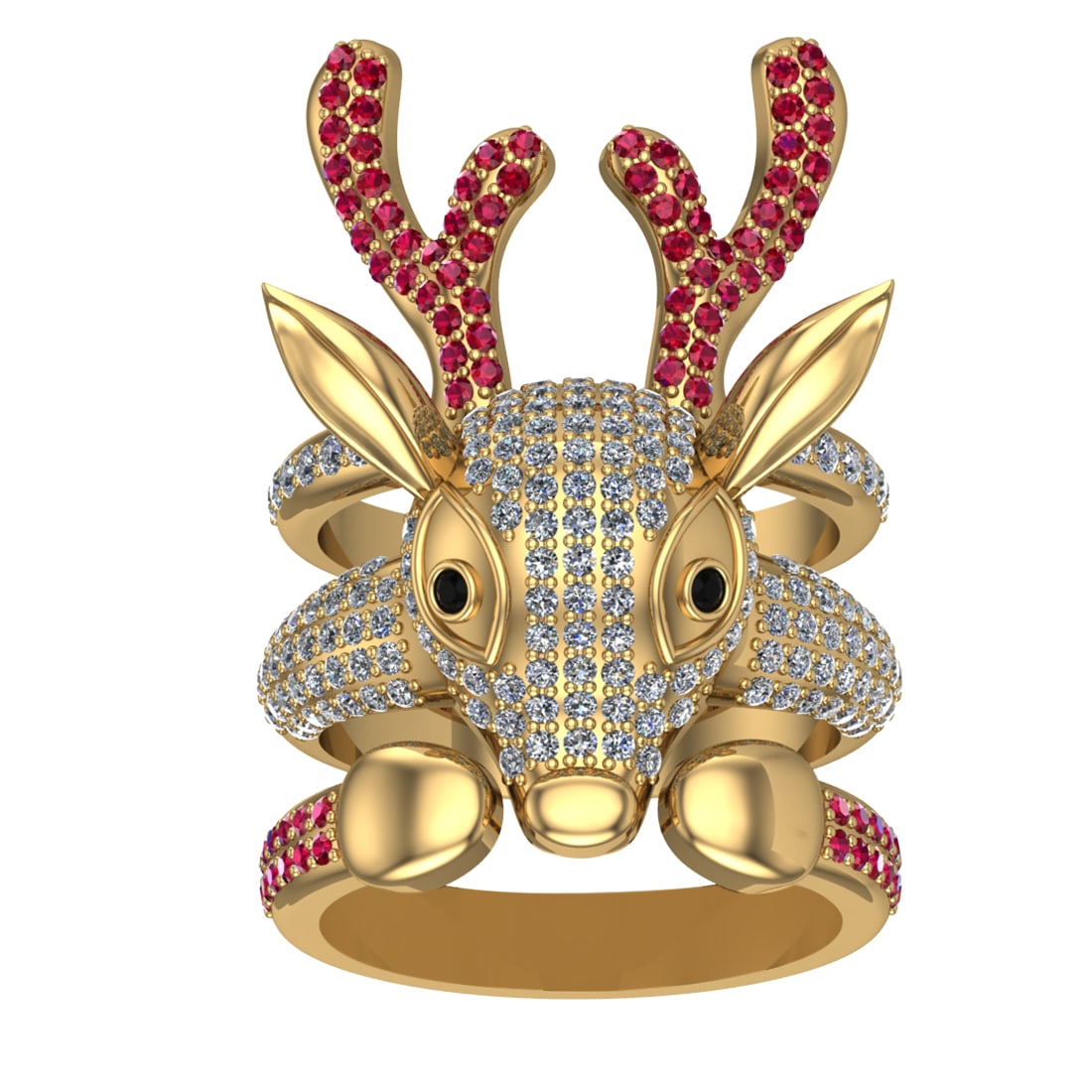 2.08 Ctw SI2/I1 Ruby and Treated Fancy Black and White Diamond 4K Yellow Go (1 of 2)