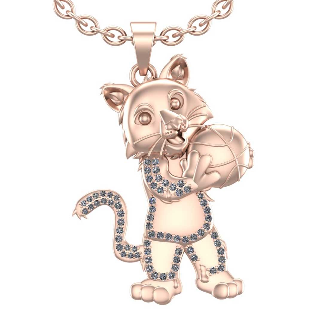 0.50 Ctw SI2/I1 Diamond 14K Rose Gold Baby Lion Pendant Necklace: Total Diamond Weight : 0.50 Ctw ( Round Cut ) Diamond Color :- J-K Clarity : SI2/I1 Stone Setting : Prong Metal Weight : Approx 14.20 Gram 14K Rose Gold Baby Lion Pendant Necklace Length 40, mm #PAPPS