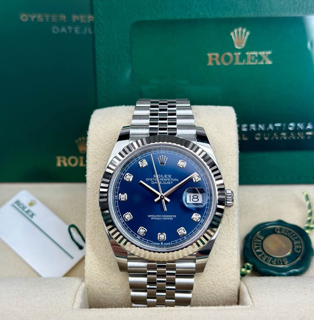Rolex Oysterpepetual Datejust Fluted Jubilee 41mm Diamond Dial Comes With B (1 of 1)