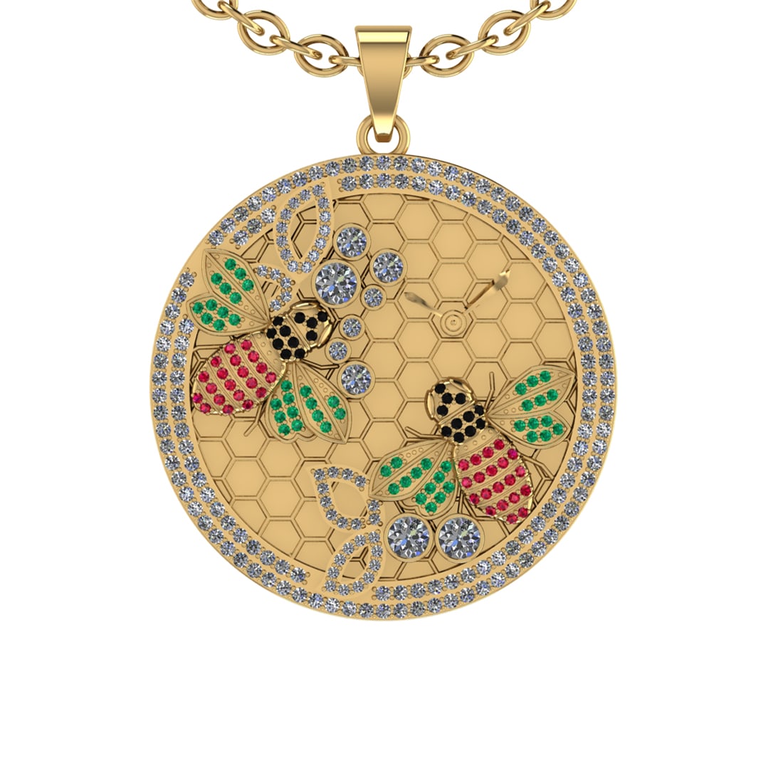 2.86 Ctw SI2/I1 Ruby,Emerald,Treated fancy Black and white Diamond Prong Se (1 of 1)