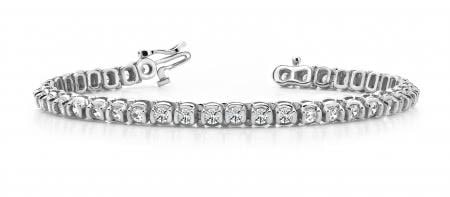 14KT WHITE GOLD 2.50 CTW G-H VS2/SI1 HALF BEZEL CIRCLE LINK DIAMOND TENNIS (1 of 1)