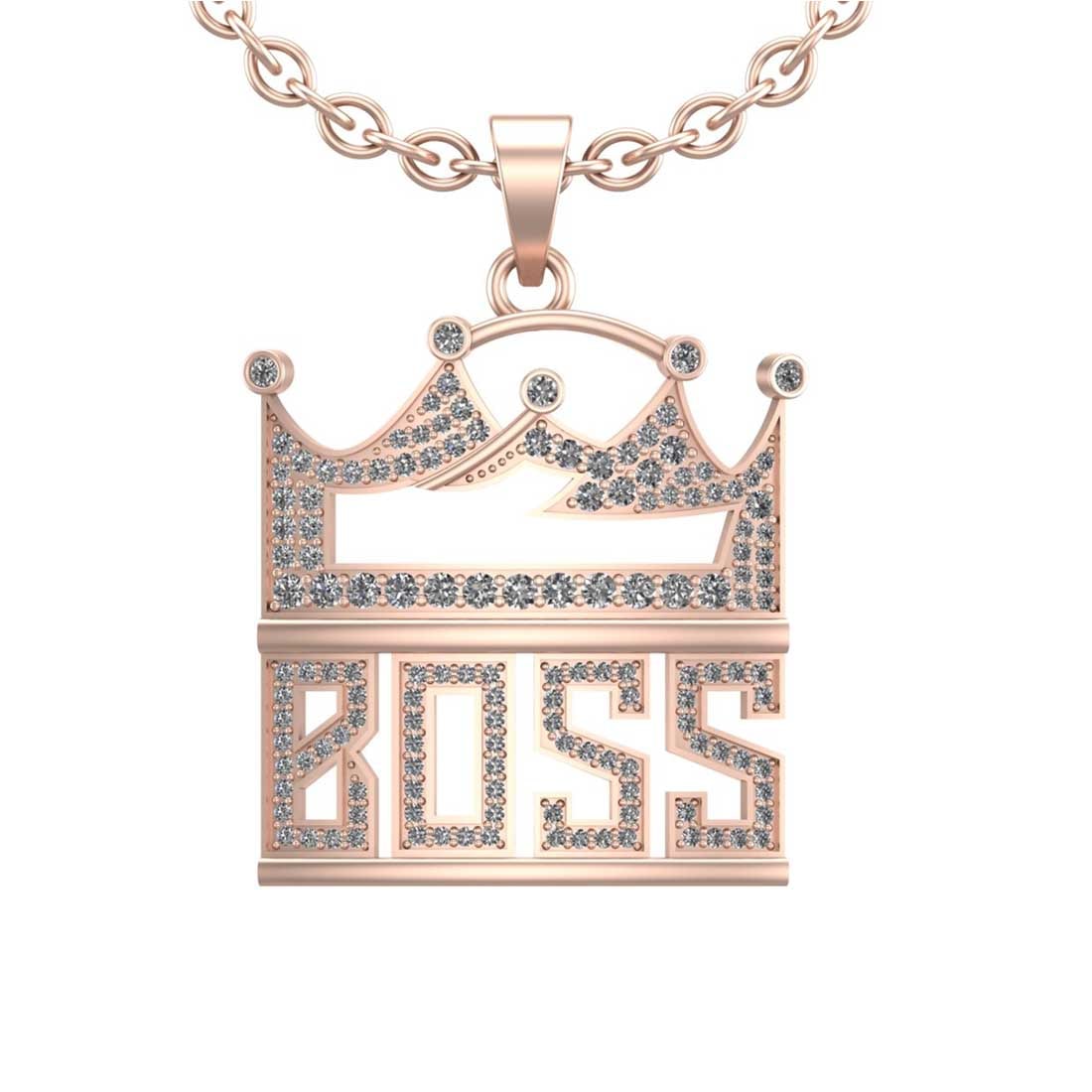 1.15 Ctw SI2/I1 Diamond Prong Set 10k Rose Gold Boss Pendant Necklace: Total Diamond Weight : 1.15 Ctw (Round cut) Center Diamond Color :- J-K Center Clarity : SI2/I1 Stone Setting : Prong Metal Weight : Approx 5.80 Gram 10k Rose Gold Boss Pendant Necklace #PAPPS12913v11