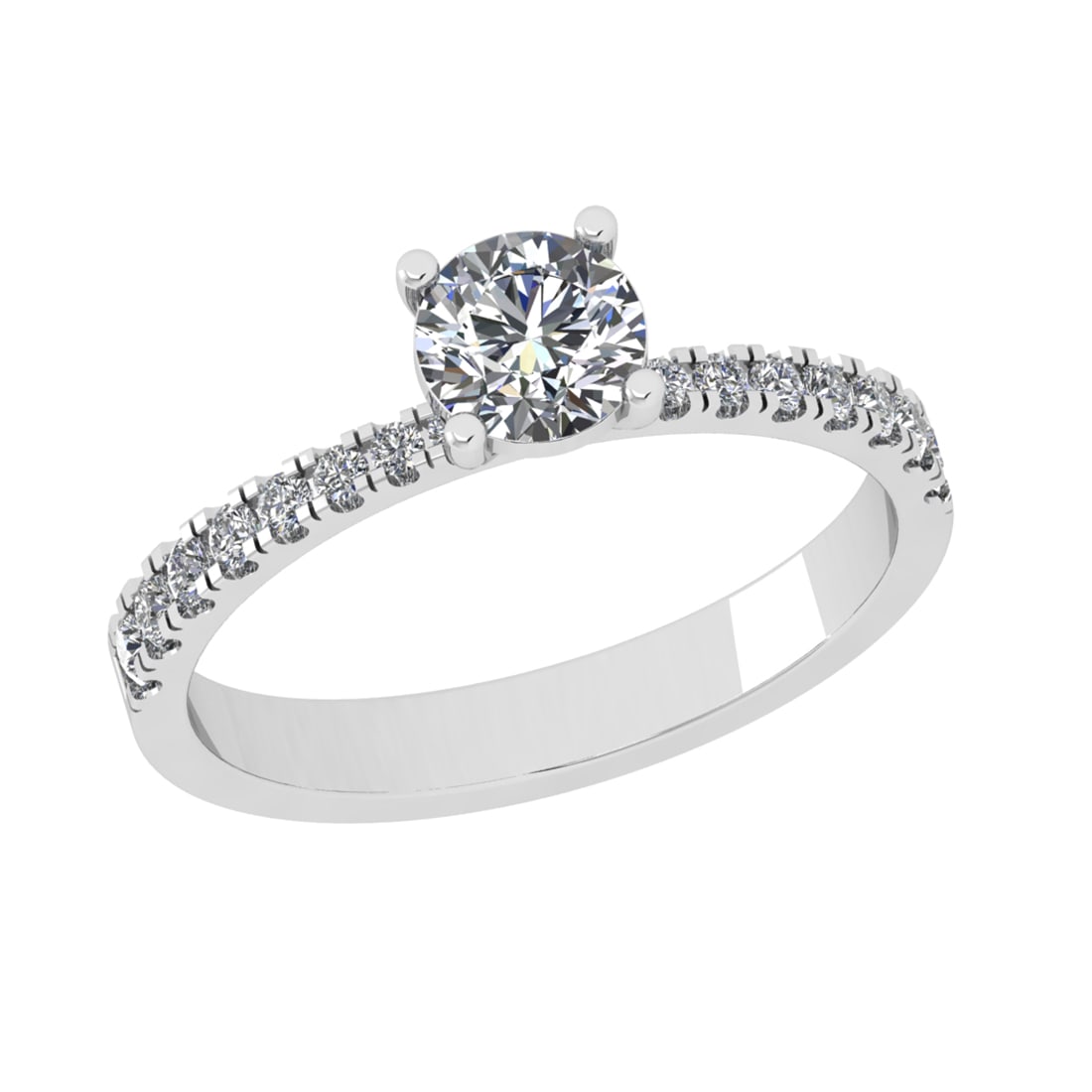0.90 Ctw VS/SI1 Diamond Prong Set 14K White Gold Engagement Ring: Center Diamond Weight :-: 0.50 Ctw ( Round Cut) Color :- J-K Clarity : VS/SI1 Center Stone Setting : Prong Side Diamond Weight Of Ctw 0.40 Ctw Color : J-K Clarity : VS/SI1 Stone Setting : Prong Metal