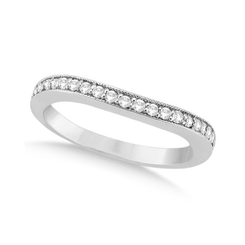 Curved Diamond Wedding Band 14k White Gold 0.22ctw: CENTER STONE; Diamond CENTER STONE CLARITY; SI1-SI2 CENTER STONE COLOR; J-K CENTER STONE SETTING; Prong SIDE STONE CLARITY; SIDE STONE COLOR; SIDE STONE SETTING; ctw OF SIDE STONE: SIDE STONE QUALITY;