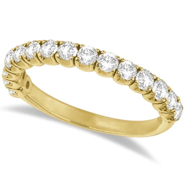 Diamond Wedding Band Anniversary Ring in 14k Yellow Gold 1.00ctw: CENTER STONE; Diamond CENTER STONE CLARITY; SI CENTER STONE COLOR; J-K CENTER STONE SETTING; Prong SIDE STONE CLARITY; SIDE STONE COLOR; SIDE STONE SETTING; ctw OF SIDE STONE: SIDE STONE QUALITY; #PAP