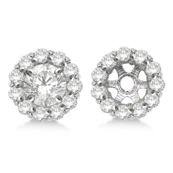 Round Diamond Earring Jackets for 5mm Studs 14K White Gold 0.77ctw: CENTER STONE; Diamond CENTER STONE CLARITY; SI CENTER STONE COLOR; J-K CENTER STONE SETTING; Prong SIDE STONE CLARITY; SIDE STONE COLOR; SIDE STONE SETTING; ctw OF SIDE STONE: SIDE STONE QUALITY; #PAP