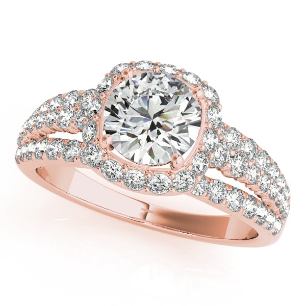 Certified 1.60 Ctw SI2/I1 Diamond 14K Rose Gold Engagement Halo Ring: Center Diamond Approx Weight: 1.00 Ctw (Round Cut) Center Color: J-K Center Stone Clarity: SI2/I1 Center Stone Setting: Prong Side Stone 0.60 Ctw Side Stone Color: J-K Stone Clarity: SI2/I1 Stone Sett