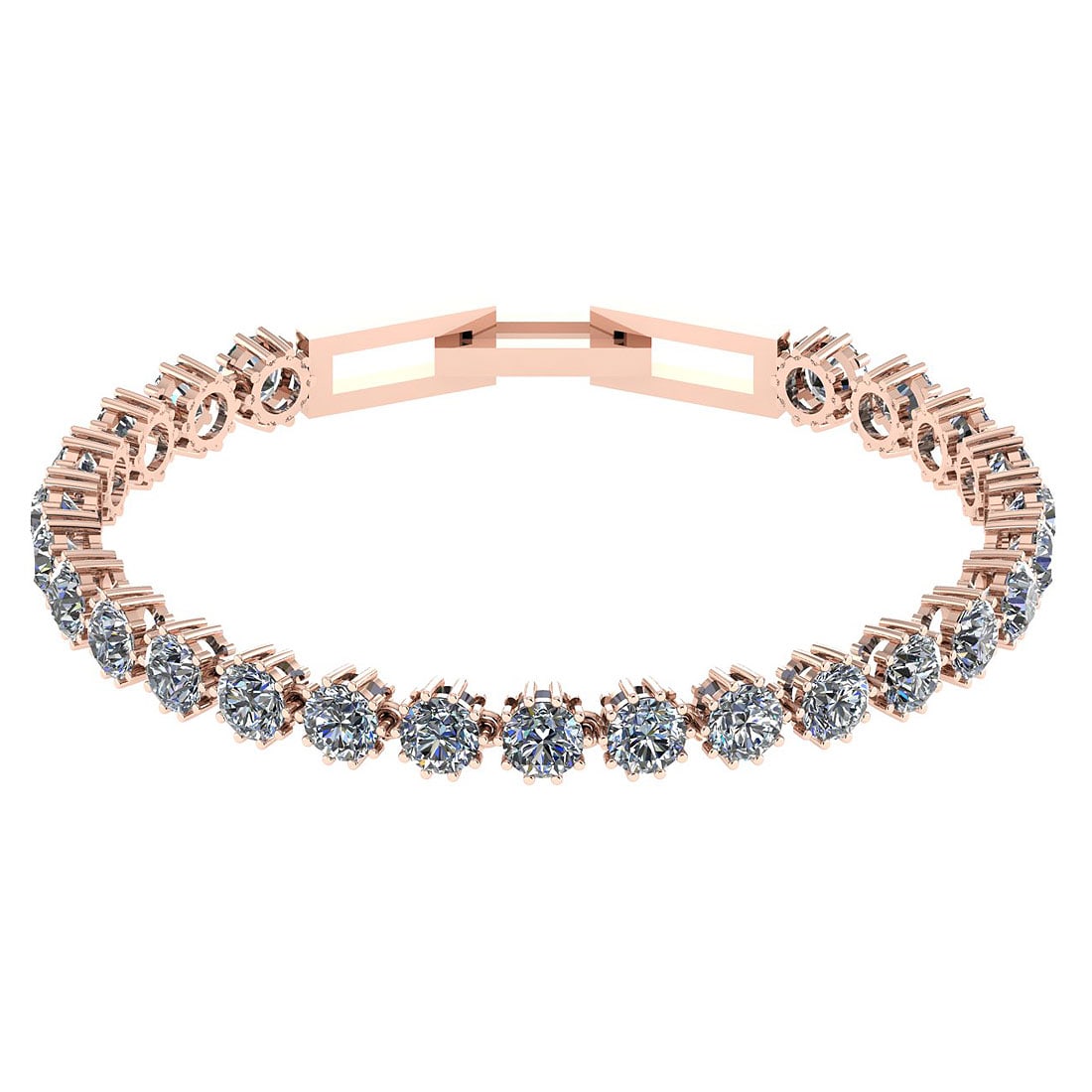 12.50 Ctw SI2/I1 Diamond Ladies Fashion 18K Rose Gold Tennis Bracelet: Diamond Stone Weight ; 12.50 Ctw ( Round Cut) Diamond Stone Color : White J-KDiamond Stone Clarity : SI2/I1 Center Stone Setting : Prong Metal Weight : Approx 11.90 Gram 18K Rose Gold Tennis Bracelet