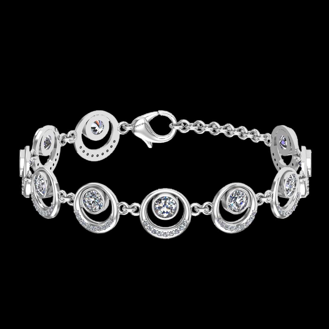 5.72 Ctw SI2/I1 Diamond 18K White Gold Bracelet: Center Diamond Weight : 5.00 Ctw ( Round Cut) Center Diamond Color :-G-H Setting : Prong Side Weight Of Ctw 0.72 Ctw Color : G-H Clarity : SI2/I1 Stone Setting : Prong Metal Weight : Approx 9.20 gram