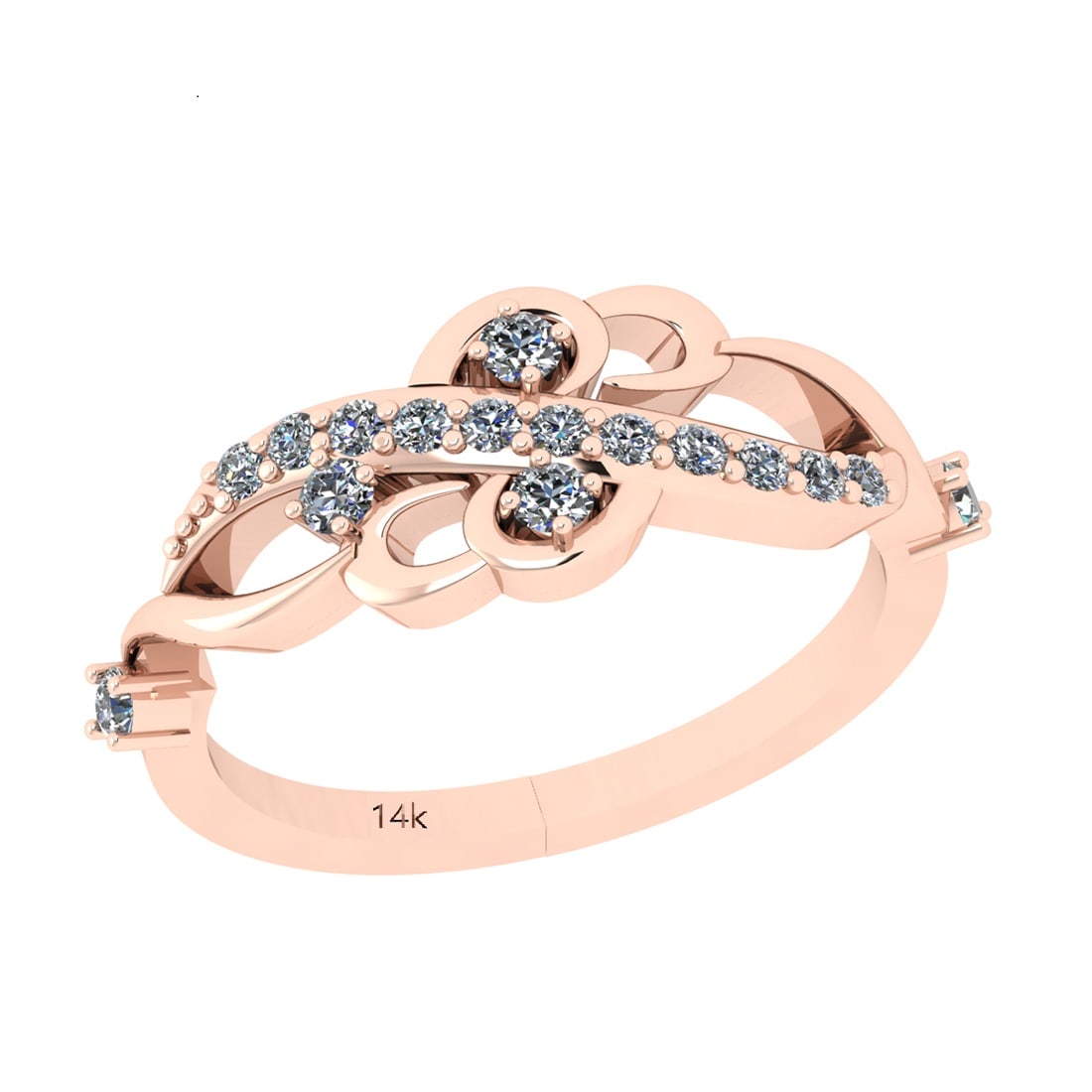 0.32 Ctw Si2/i1 Diamond 14K Rose Gold Cluster Promises Ring (1 of 2)