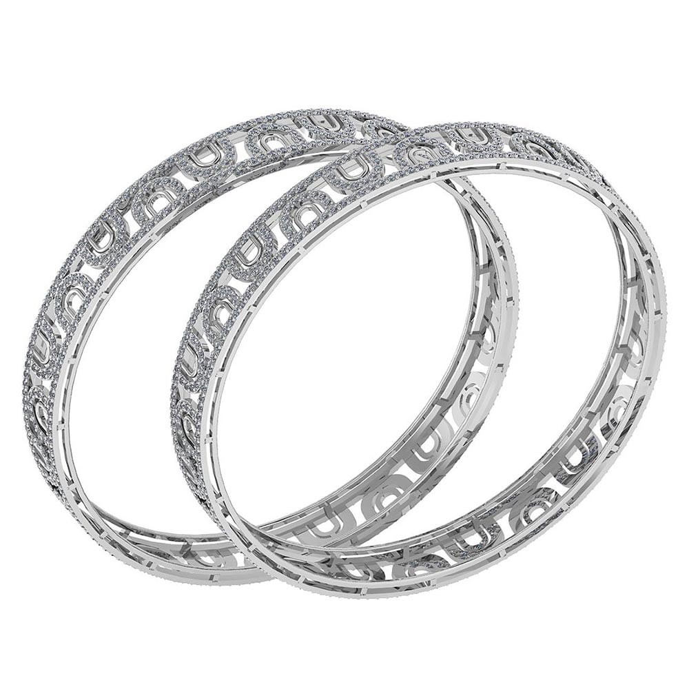 Certified 8.12 Ctw Diamond VS/SI1 Bangles 14K White Gold Made In USA: Center Stone Approx Weight: 8.12 Ctw (1016 Pcs Round) Center Stone Color: White G-H Diamond Stone Clarity: VS/SI1 Stone Setting: Pave Metal Approx Weight: 29.00 Gram Bangles Size: 57 mm 224 Inches 14K