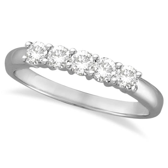Five Stone Diamond Ring Anniversary Band 14k White Gold 0.50ctw: CENTER STONE; Diamond CENTER STONE CLARITY; SI CENTER STONE COLOR; J-K CENTER STONE SETTING; Prong SIDE STONE CLARITY; SIDE STONE COLOR; SIDE STONE SETTING; ctw OF SIDE STONE: SIDE STONE QUALITY; #PAP
