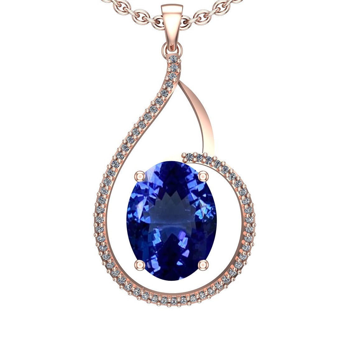 Certified 5.61 Ctw VS/SI1 Tanzanite And Diamond 14k Rose Gold Victorian Sty: Center Stone Approx Weight: 5.05 Ctw (1 Pcs Oval Cut) Center Stone Color: Tanzanite Center Stone Setting: Prong Side Stone 0.56 Ctw Side Stone Color: J-K Stone Clarity: VS/SI1 Stone Setting: Prong Met