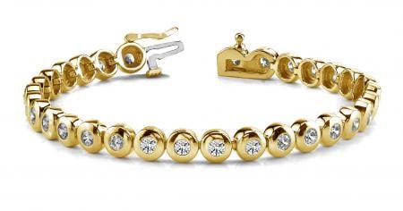 14KT YELLOW GOLD 1 CTW G-H SI2/SI3 BEZEL SET DIAMOND TENNIS BRACELET (1 of 1)